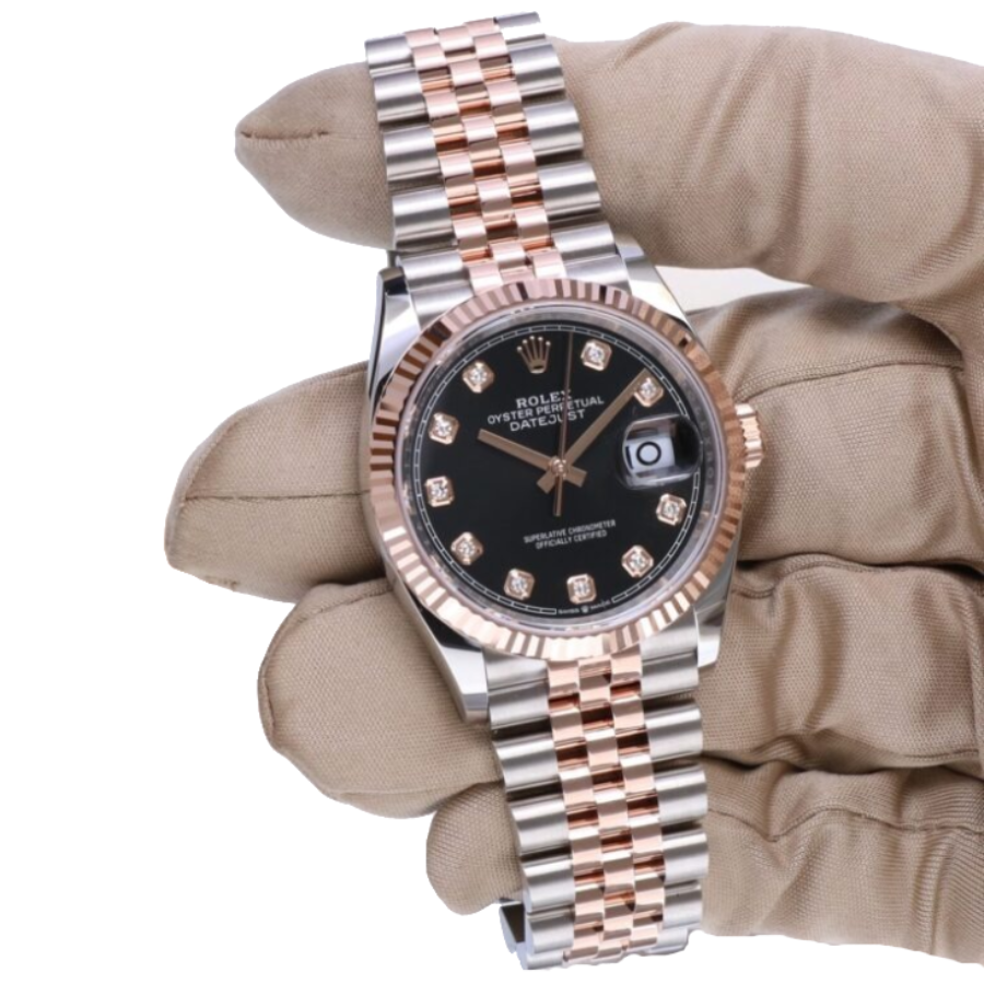 Rolex Datejust 126231, 36mm – Everose Gold Fluted Bezel, Slate Motif Dial with Diamond - Image 2